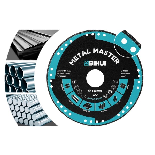 Диск алмазный BIHUI METAL MASTER 115x1,4x22,23 мм (DSBC115) Диск алмазный BIHUI METAL MASTER 115x1,4x22,23 мм (DSBC115)