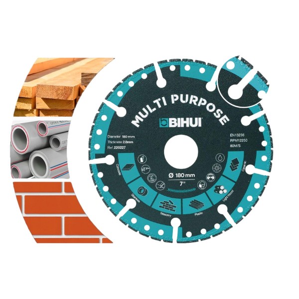 Диск алмазный BIHUI MULTI PURPOSE 180x2,6x22,23 мм (DSBS180) Диск алмазный BIHUI MULTI PURPOSE 180x2,6x22,23 мм (DSBS180)